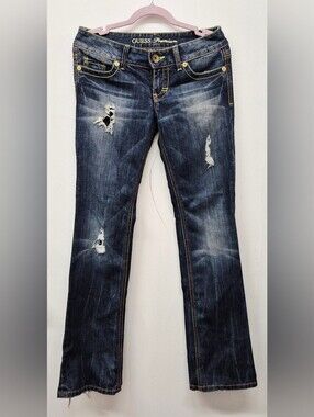 Guess Premium Daredevil Bootcut Distressed Y2k Jeans Size 27